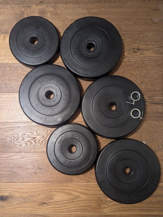 Sztanga gryf prosty 1.80cm + obciążenie ( 4x 5kg, 2x 2,5kg )