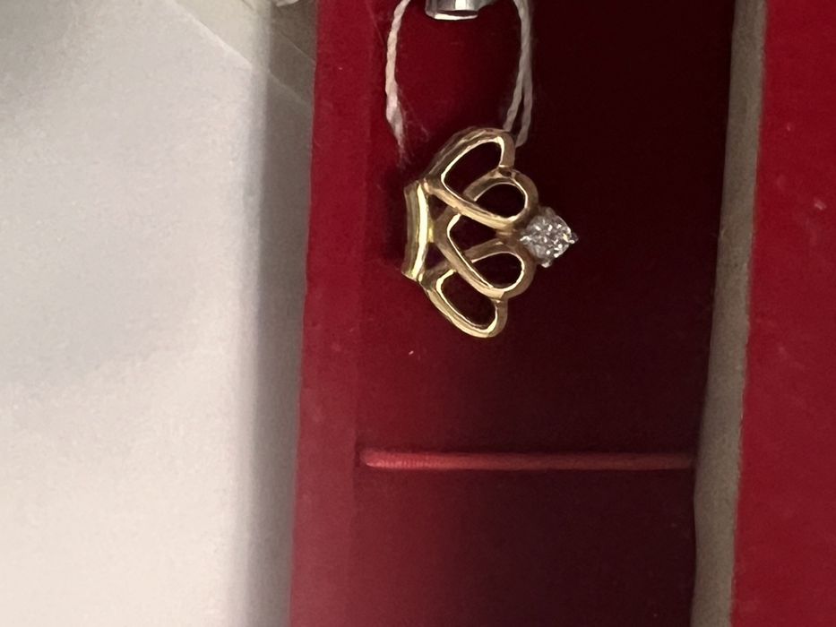 Терміново Новий золотий підвіс  кулон корона з бірками паспортом