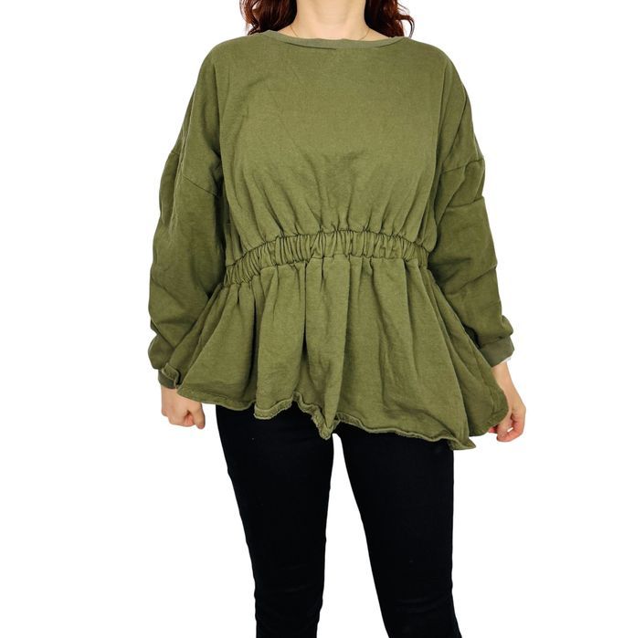 Khaki bluza z marszczeniem w talii 50 5XL Boohoo