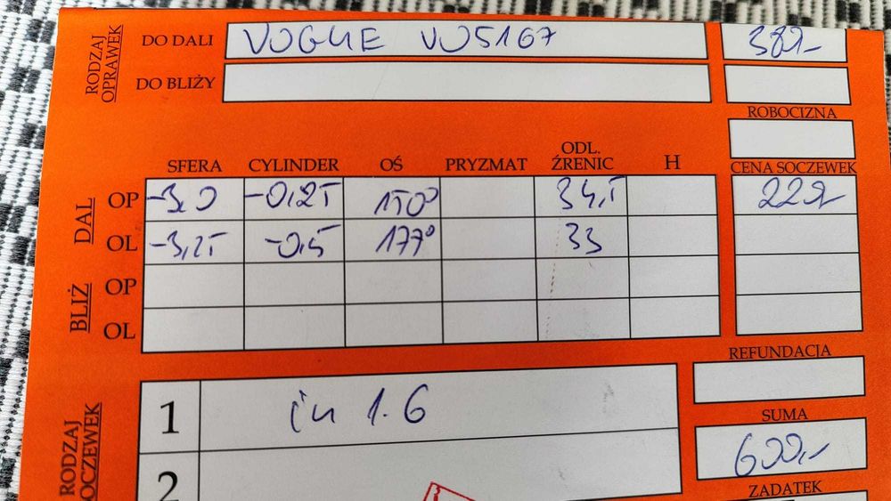 Damskie okulary VOGUE VO5167 - oprawki 50mm, soczewki do dali, etui