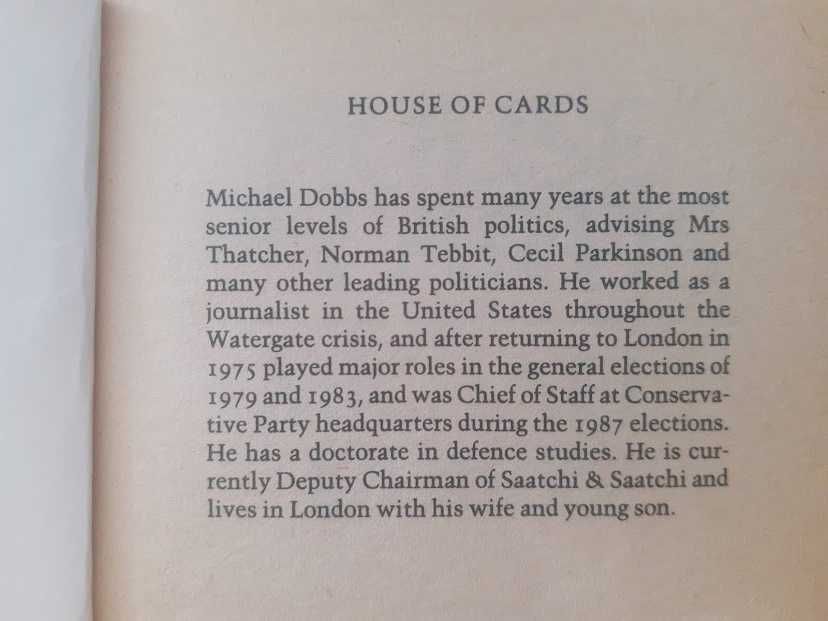 House of cards Michael Dobbs