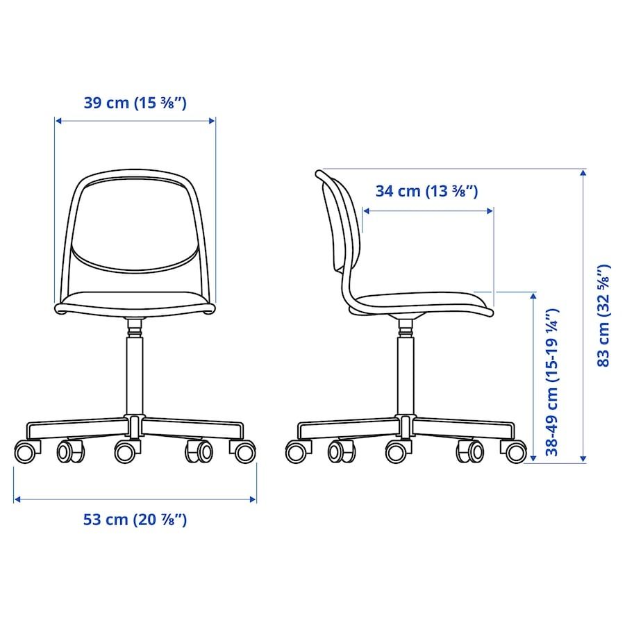 ÖRFJÄLL Dziecięce krzesło biurowe, biały/Vissle różowy