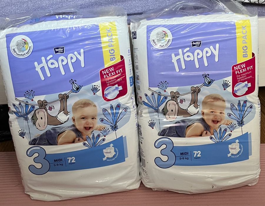 Підгузки дитячі Happy baby midi 5 - 9 кг 72 шт Bella