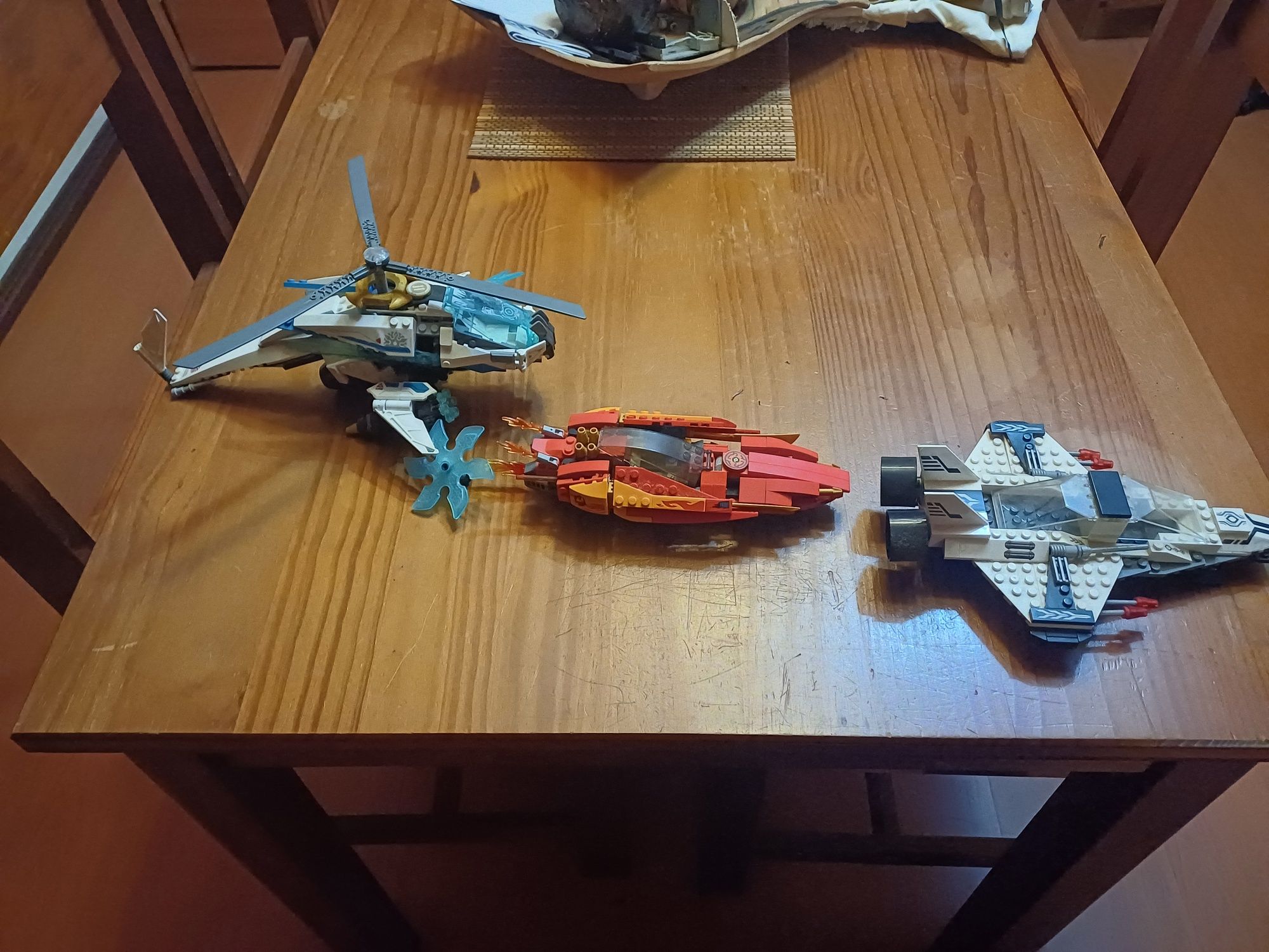 Conjunto 3 Veículos LEGO (Helicóptero, Carro de Fogo e Jato) - Usados
