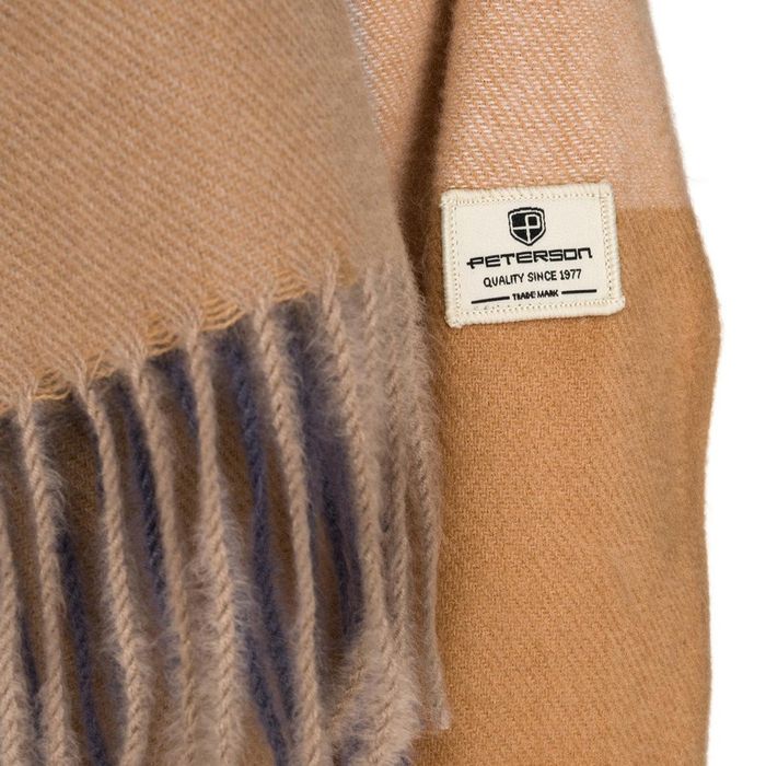 duży szalik brązowo-beżowy damski w kratę - peterson