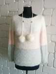 NOWY sweter z futrzanymi pomponami MADE IN ITALY