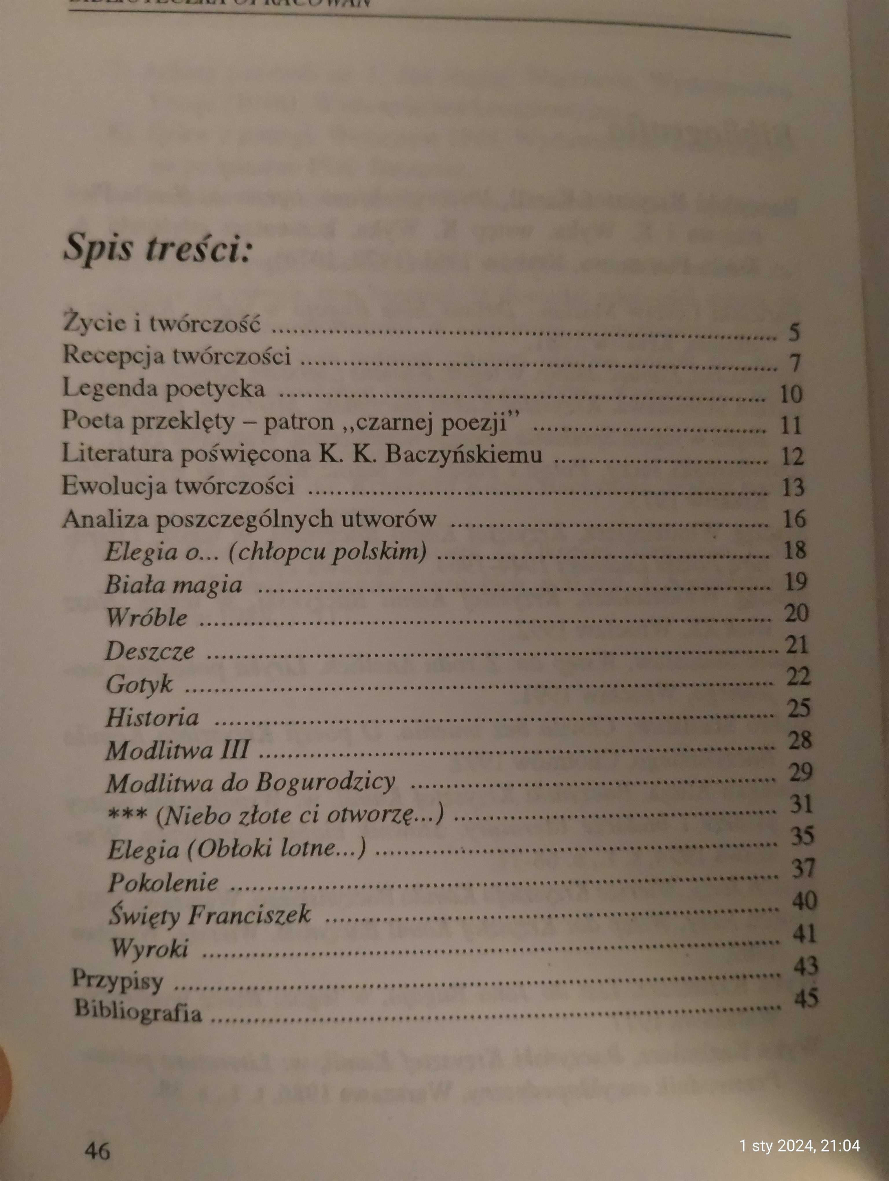 Biblioteczka opracowań Poezje K.K.Baczyński