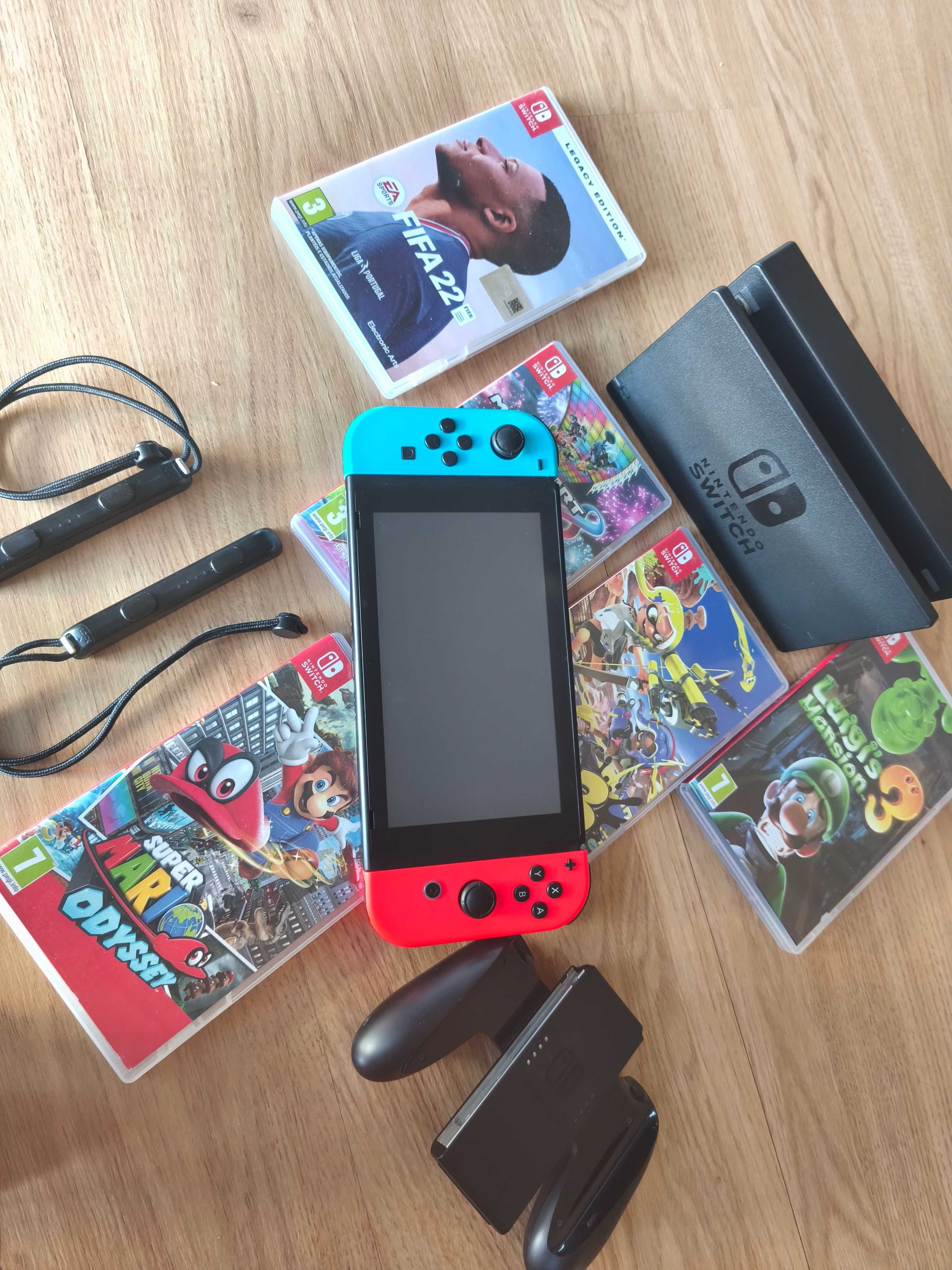 Nintendo switch com jogos.