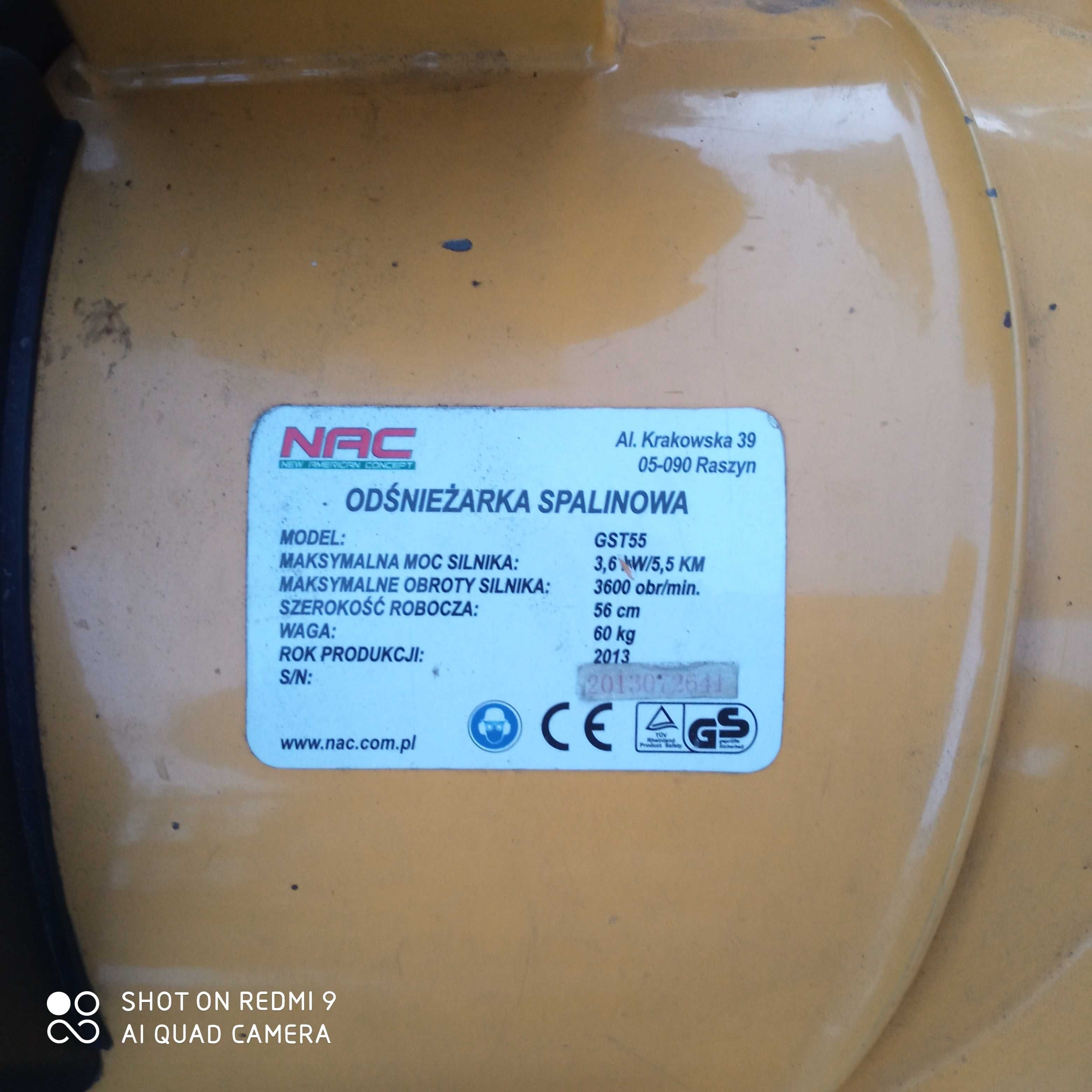 Odśnieżarka Nac GST 55 z napędem, 5.5 HP