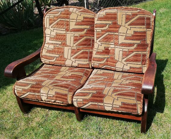 2os. kanapa sofa fotel dwójka meble holenderskie drewniane dębowe