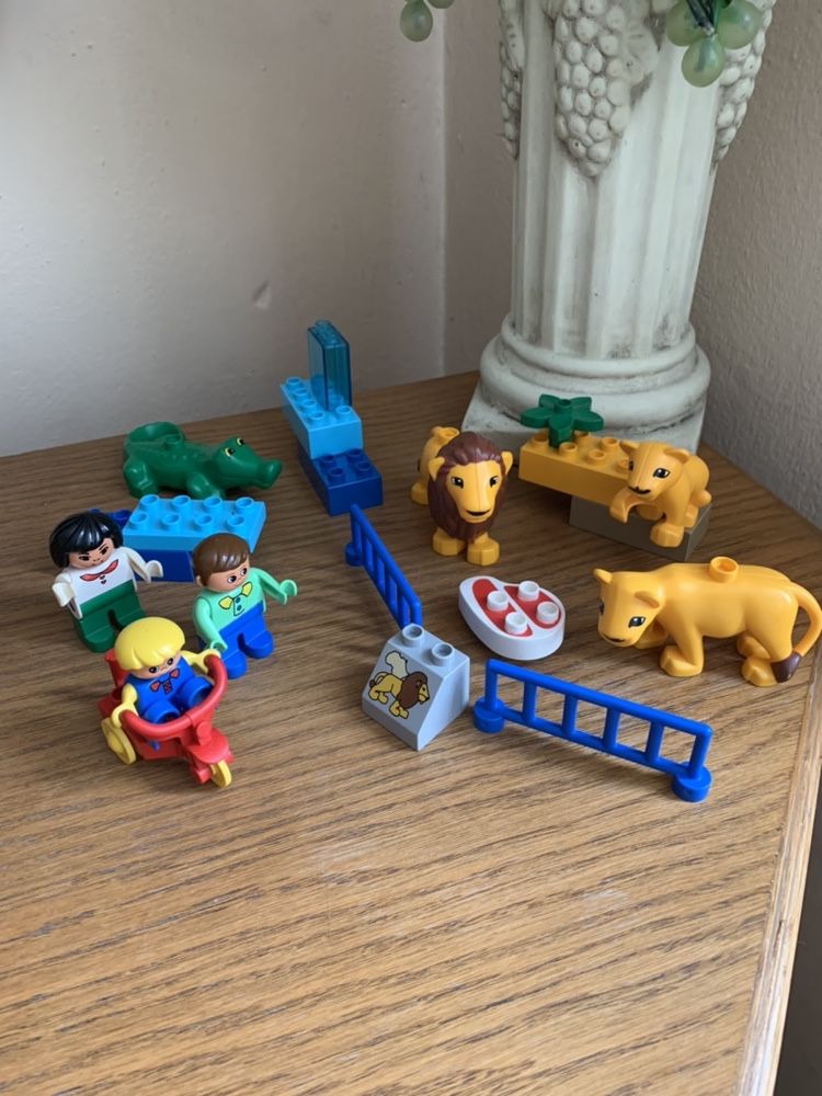 Klocki lego duplo rodzinna  wycieczka do ZOO rowerek lwy krokodyl