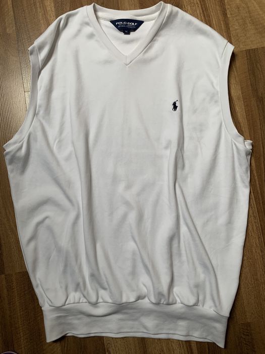 Biały bezrękawnik kamizelka polo Ralph lauren z wysyłka oversize