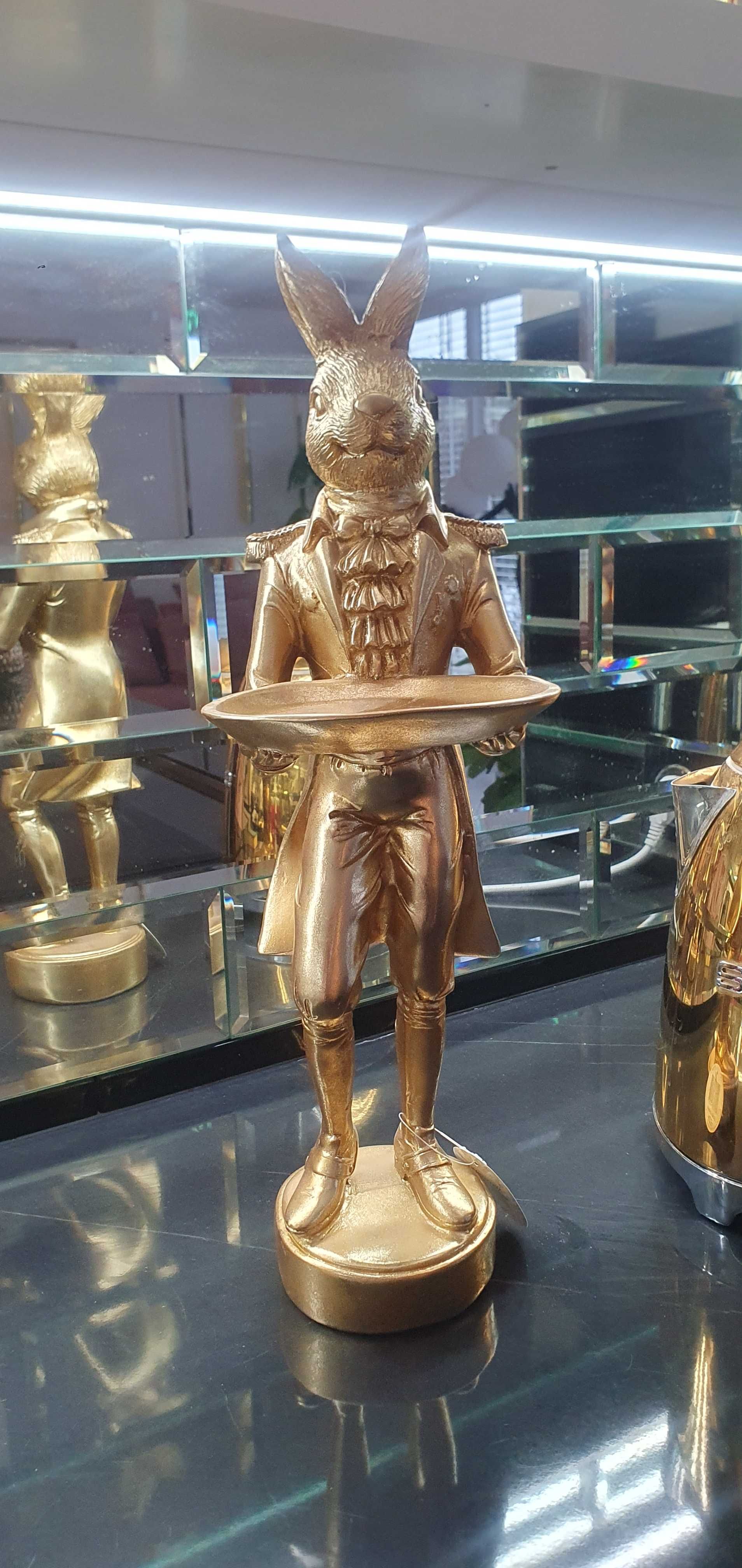 Ekskluzywna Figurka Złoty Zajac z tacka Nowy