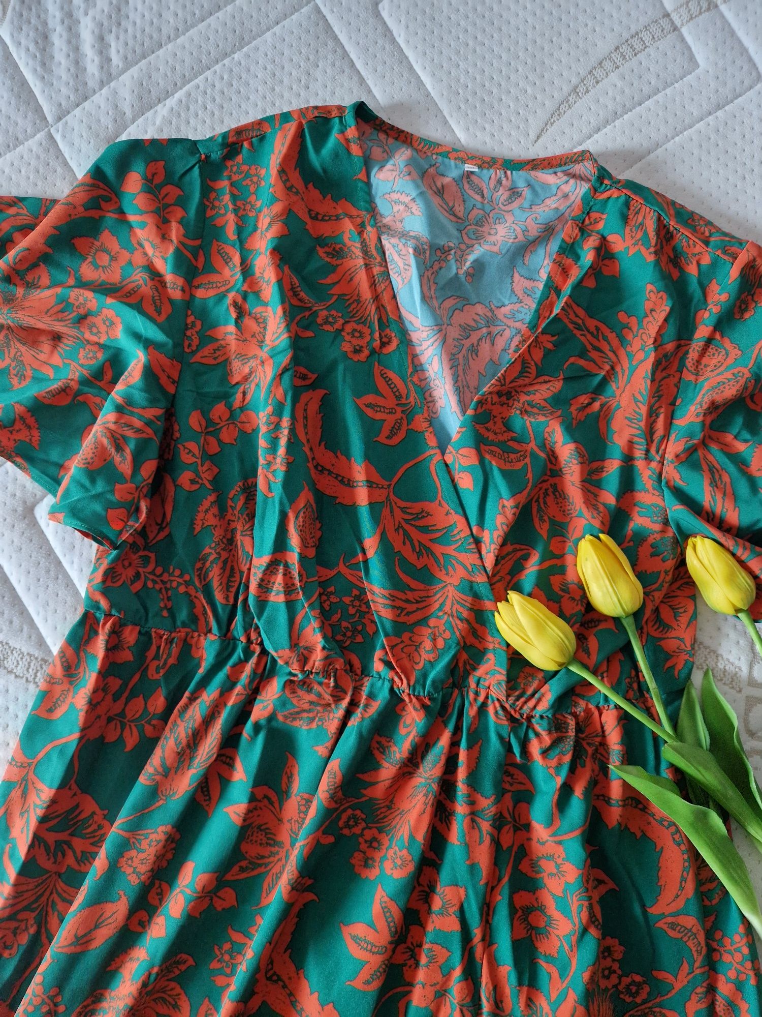 Elegancka sukienka maxi w kwiatowy wzór plus size 44 XXL must have
