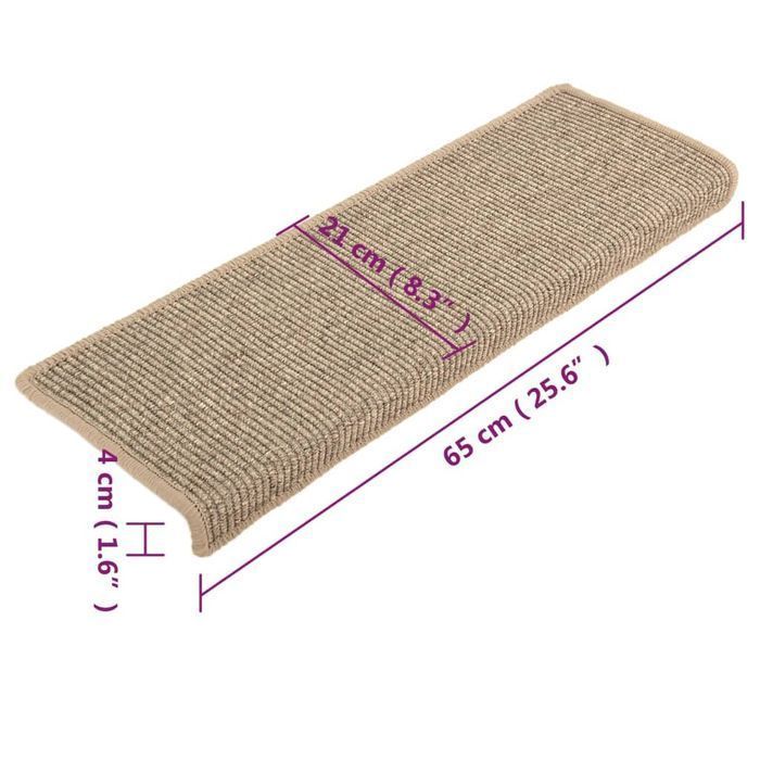 vidaXL Samoprzylepne nakładki na schody, 15szt., ciemny beż, 65x21x4cm