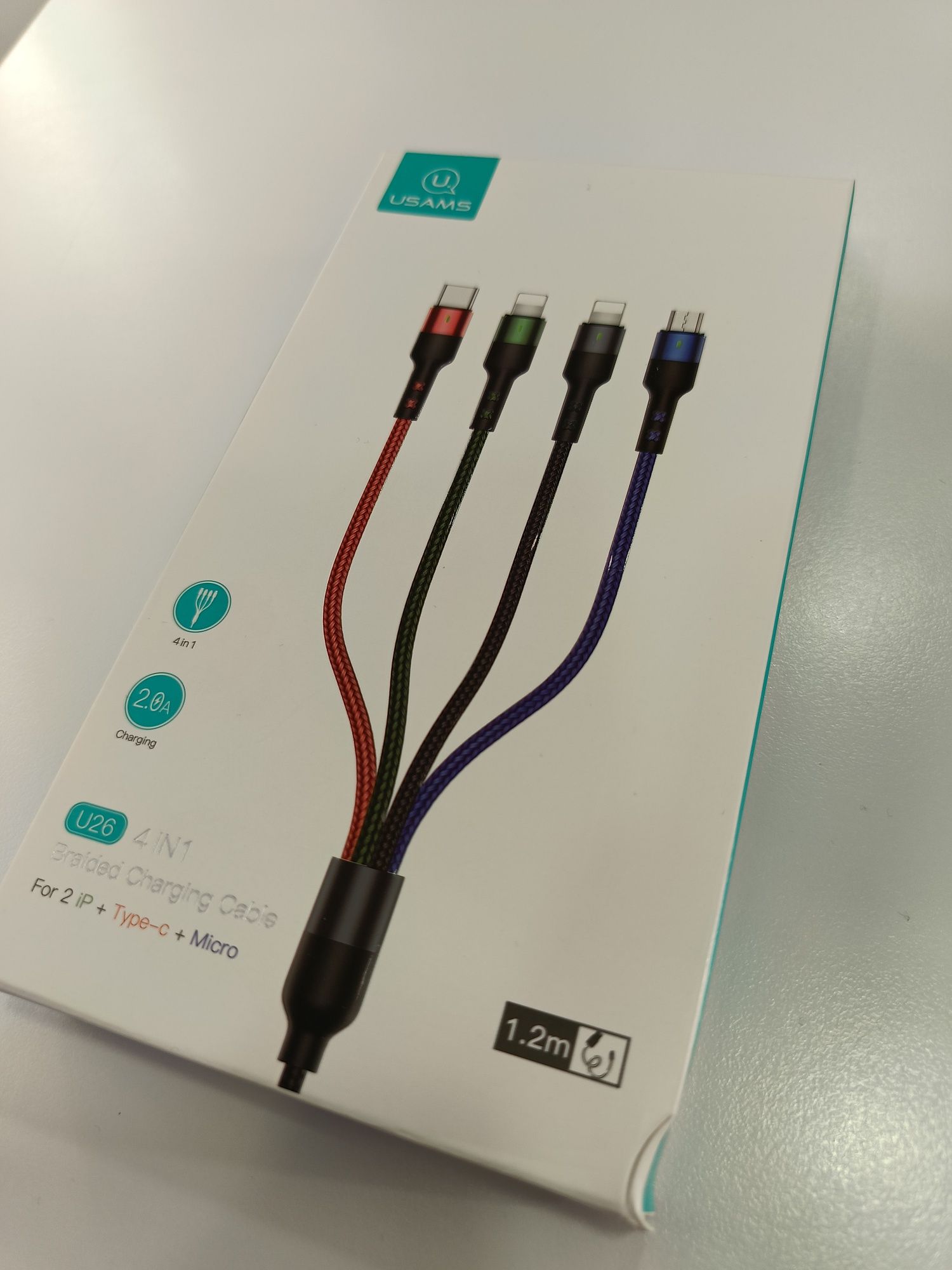 Kabel 4 in 1 - 2x iPhone, type-c + micro