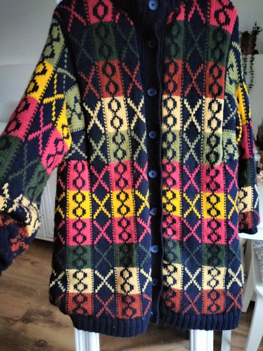 Kardigan długi ciepły na podszewce XL