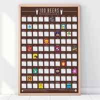 Plakat zdrapka 100 Piw, prezent dla piwosza, 100 beers, beer, piwo
