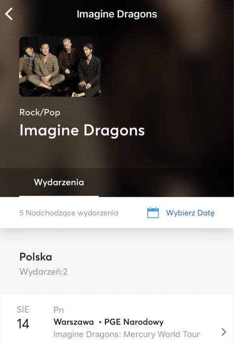 bilet GA - płyta Imagine Dragons