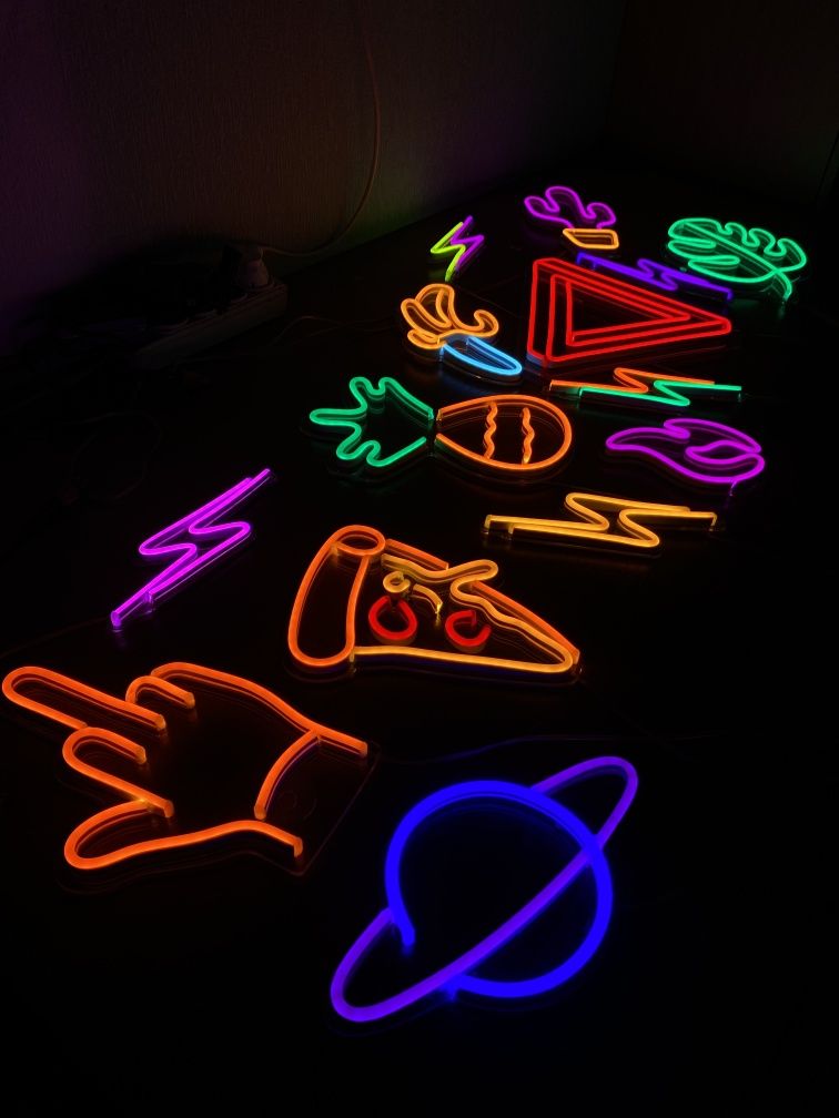 Неоновая вывеска led loft логотип тег подарок на новый год декор неон