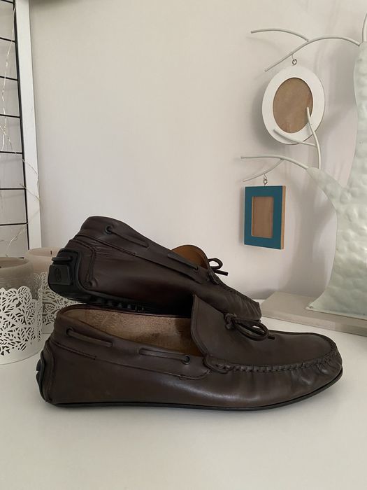 Męskie brązowe mokasyny skórzane – Massimo Dutti