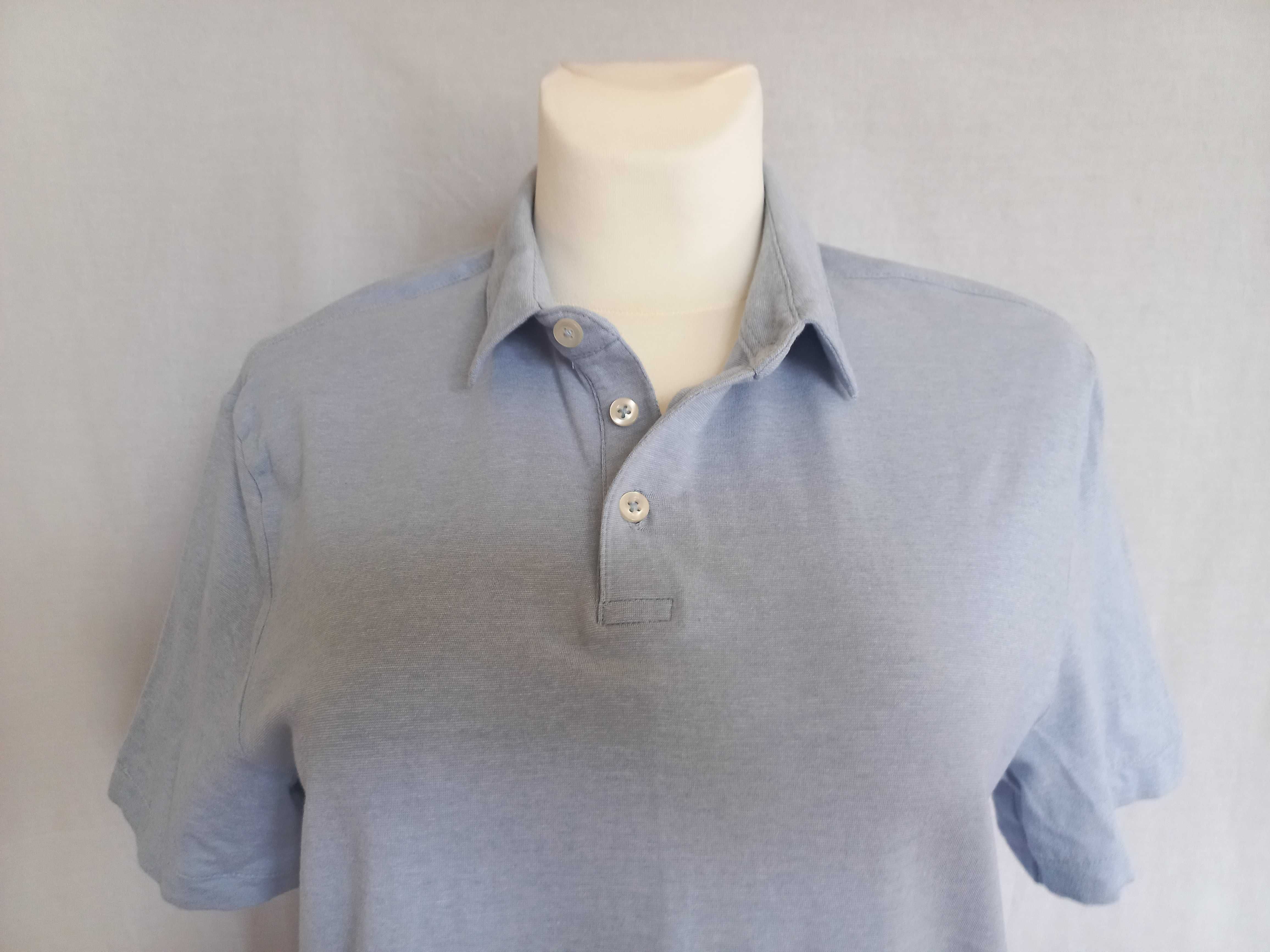 koszulka POLO niebieski melanż r. M Slim Fit H&M unisex NOWA