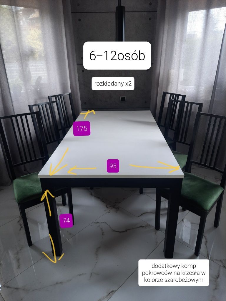 Stół ikea 6-12 osób +6krzeseł