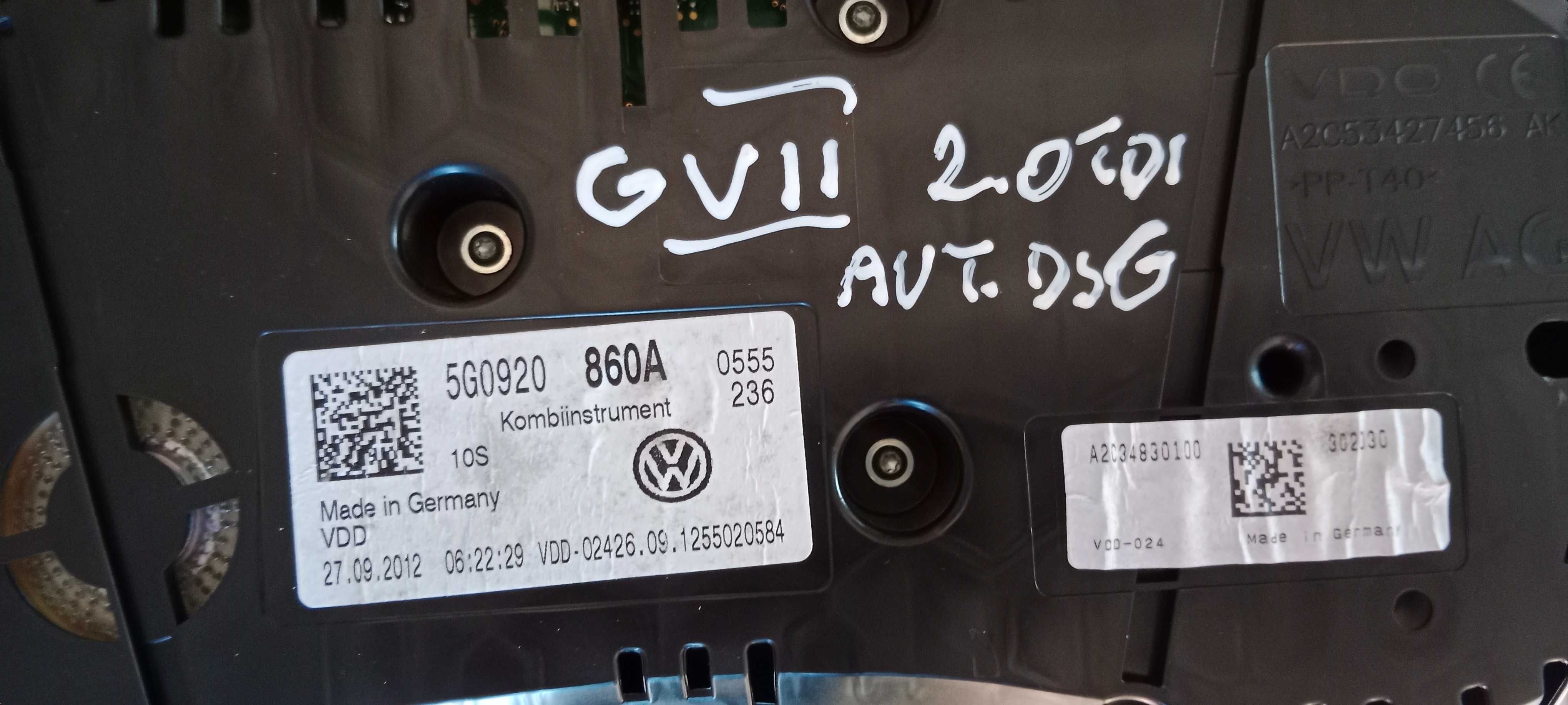 Licznik Zegary VW Golf VII 2.0 TDI DSG 5G0.920.860A