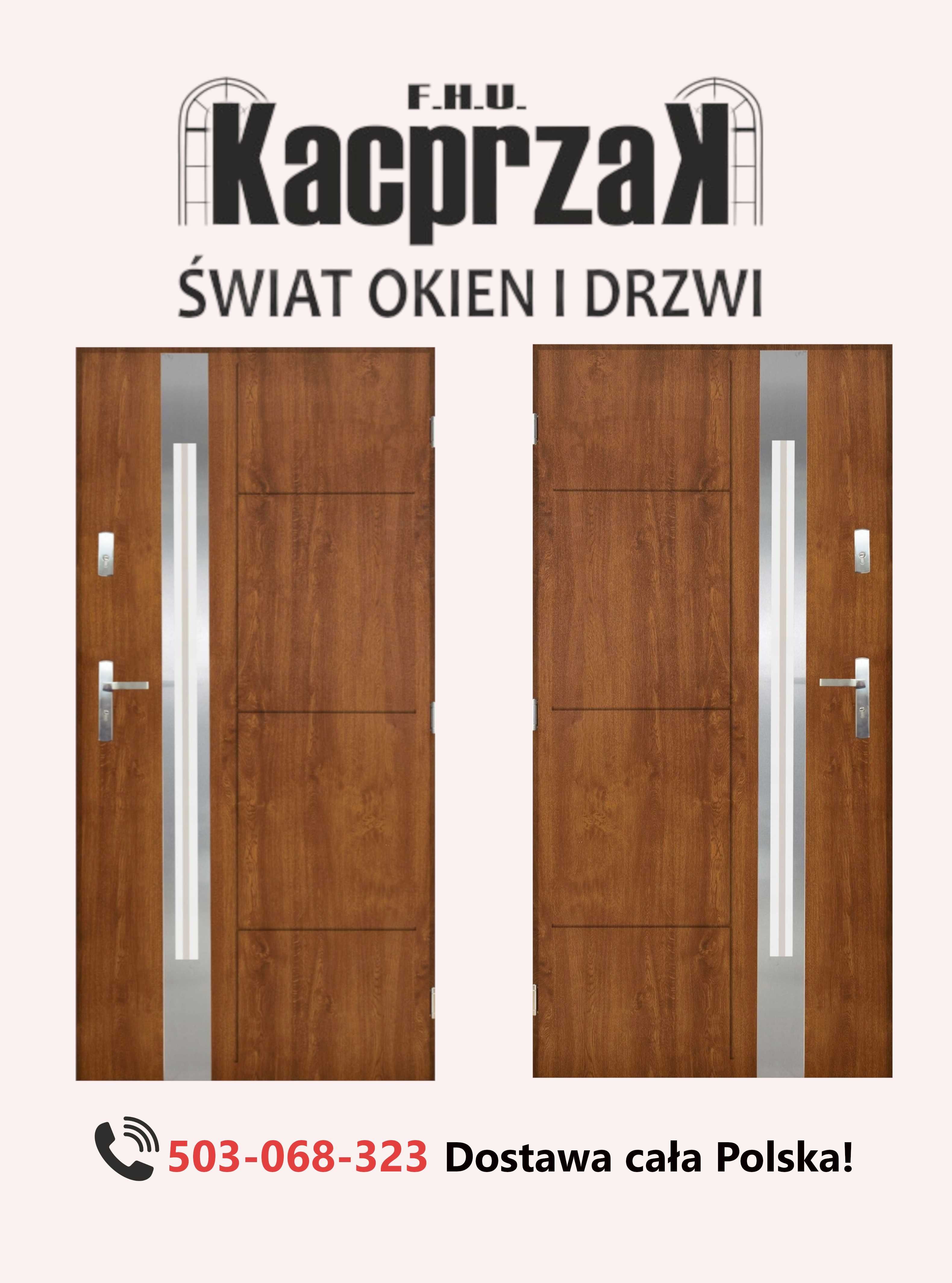Drzwi KACPRZAK 90x200 Drzwi Zewnętrzne Sonata 03 Złoty Dąb