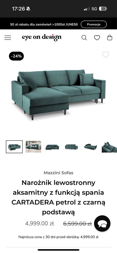 Naroznik z funkcja spania westwing