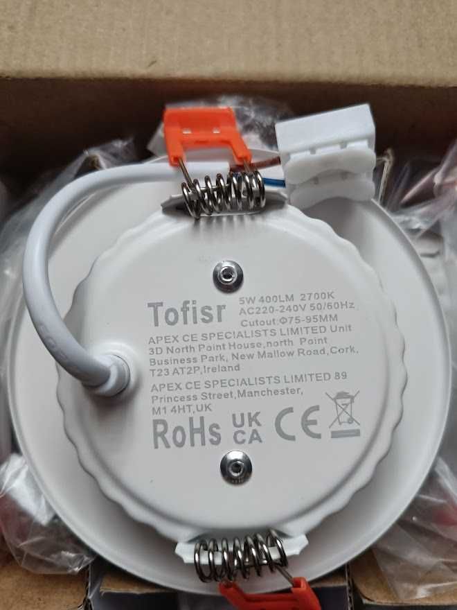 Tofisr Reflektor LED do zabudowy płaski 230 V 5 W 30szt