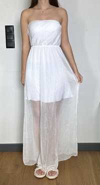 Sukienka letnia biała S XS maxi długa