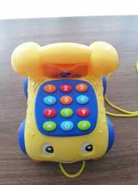 Детский телефон. Каталка телефон, на шнурке, музыка, звук, свет