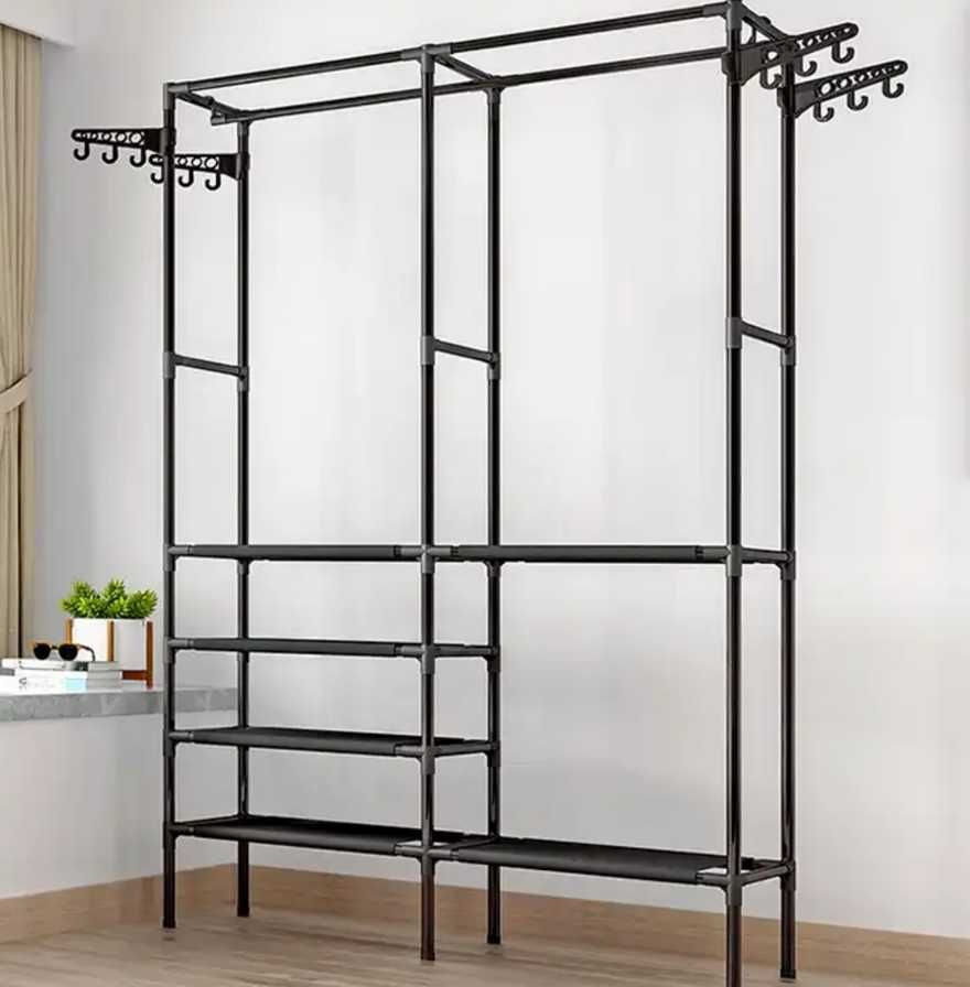 Вішалка для одягу с поличками  Simple Coat Rack Double Row підлогова