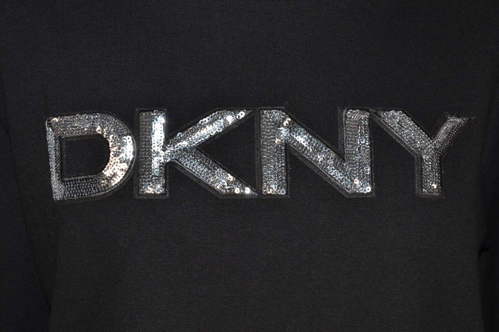 DKNY Logo Cekiny Bluza Damska M Oryginalna Super Stan Bawełna