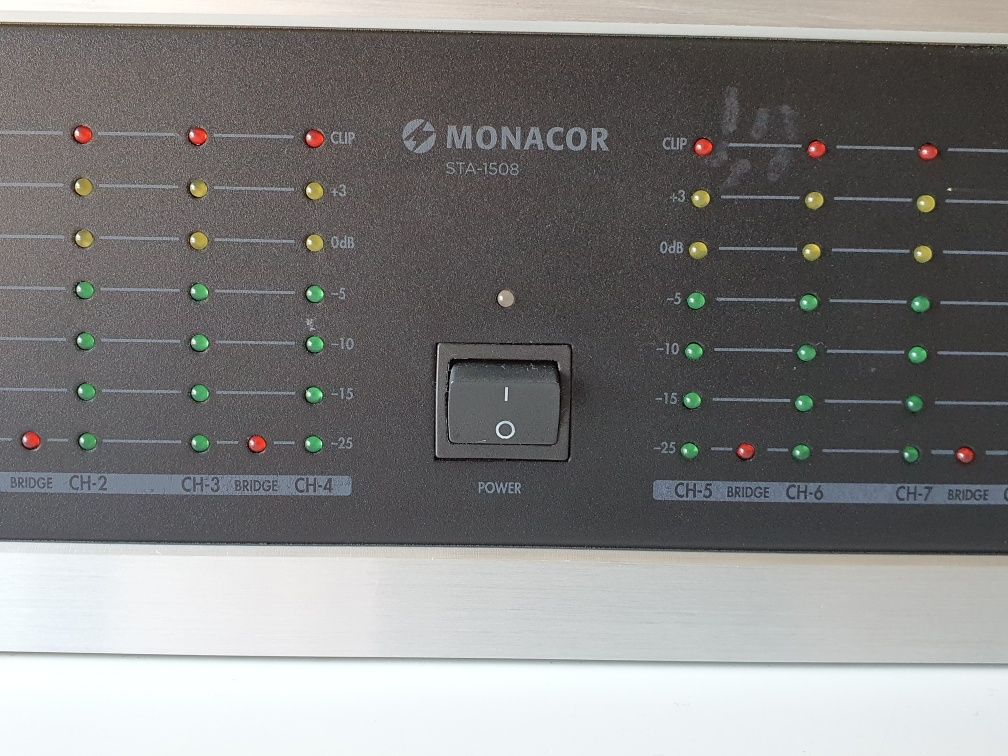 Monacor STA-1508 8-kanałowy wzmacniacz PA +5-stref. dystryb. ART MX225