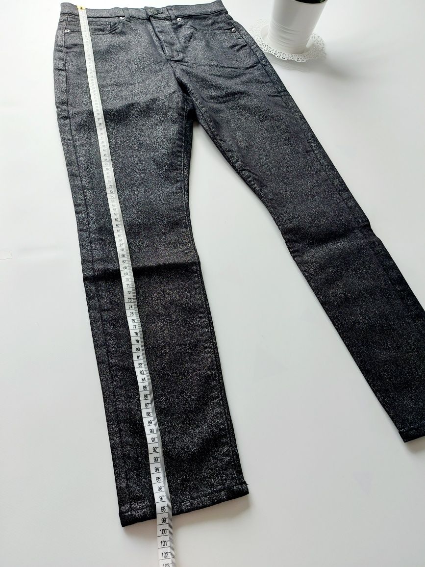 Spodnie jeansowe Loft rozmiar 6 czarne z srebrnym brokatem