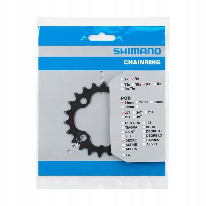Zębatka Tarcza 22T Shimano Deore FC-M590 FC-M591 BCD 64mm Oryginał