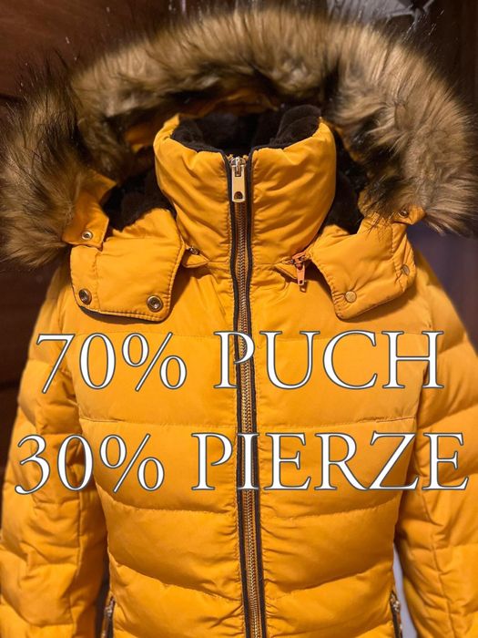 Żółta puchowa ciepła kurtka ZARA 36 S