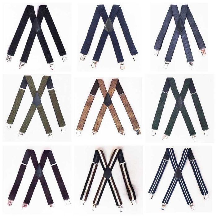 Мужские широкие подтяжки синие Paolo Udini (Польша) / підтяжки сині