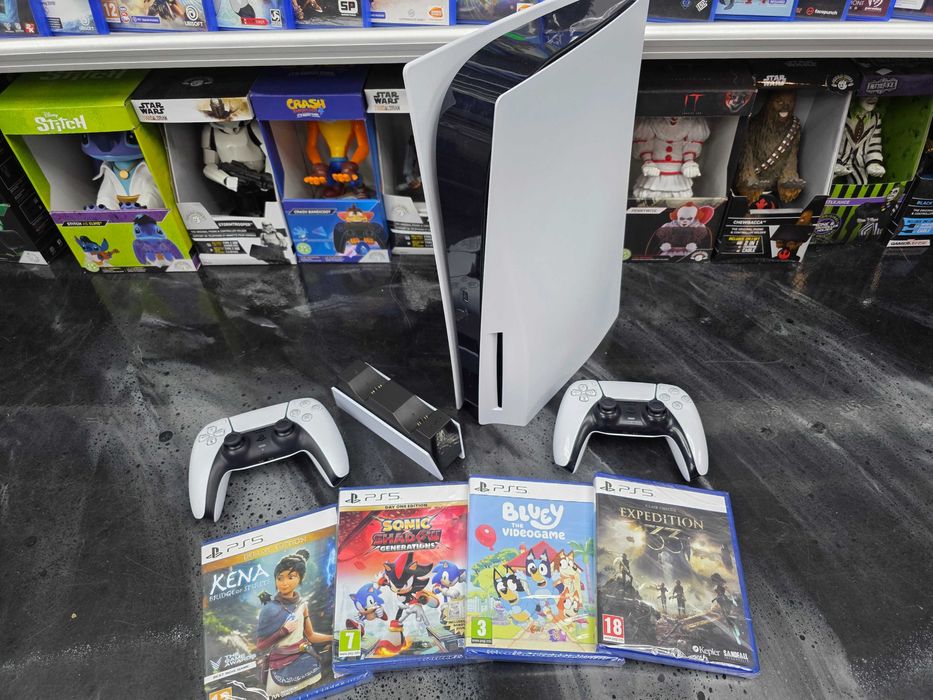 Konsola Playstation 5 PS5 z napędem 4 gry 2 pady Gwar 6m SKLEP ZAMIANA