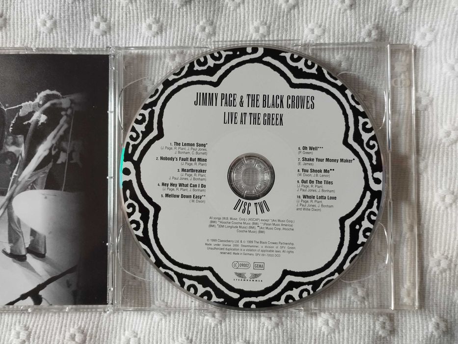 Jimmy Page & The Black Crowes – Live At The Greek - Duplo CD