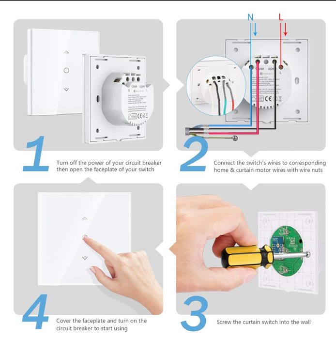 Włącznik Przełącznik Do Rolet Dotykowy Inteligentny WiFi Switch