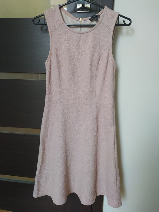 Różowa sukienka | pudrowy róż S | na wesele | na komunię | na chrzciny