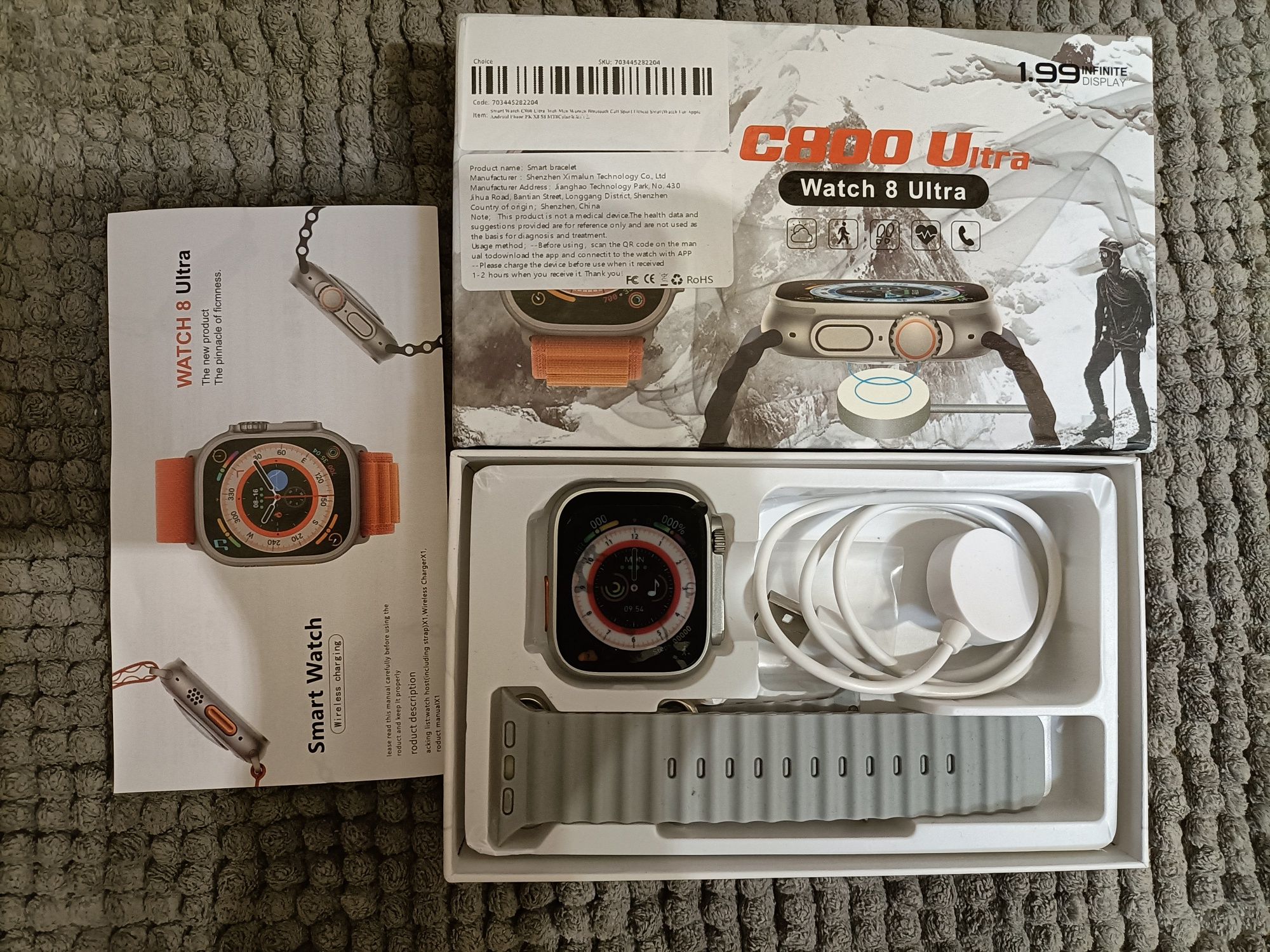 Smartwatch c800 ultra cinza