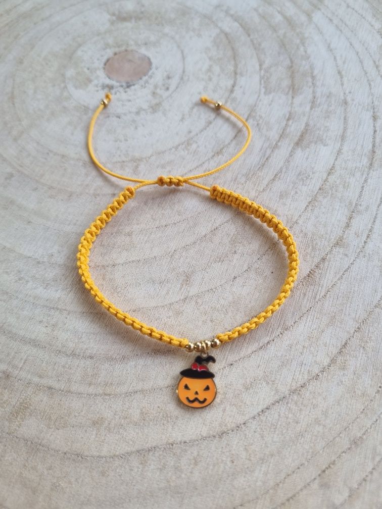 Żółta bransoletka dynia makrama handmade rękodzieło