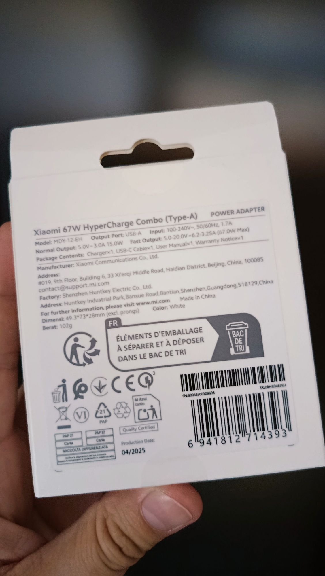 Carregador Xiaomi Hypercharge (67W)