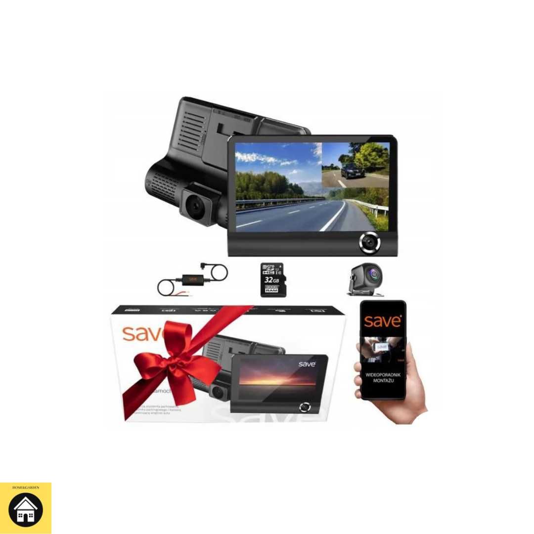 Wideorejestrator Kamera Cofania FULL HDczujniki parkowani+karta SD32gb