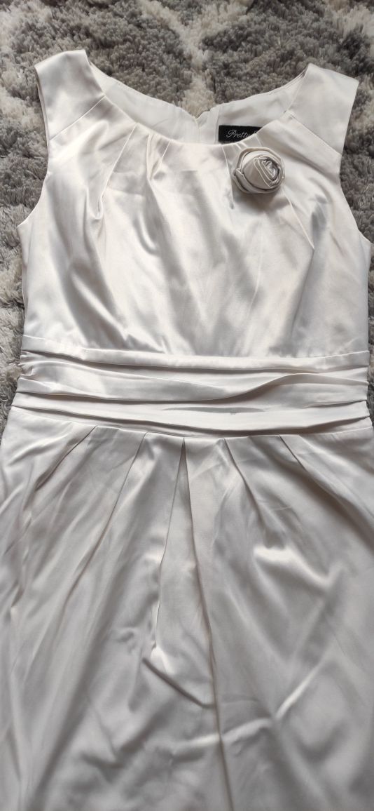 Suknia ślubna cywilny 38 sukienka biała dla druhny satyna
