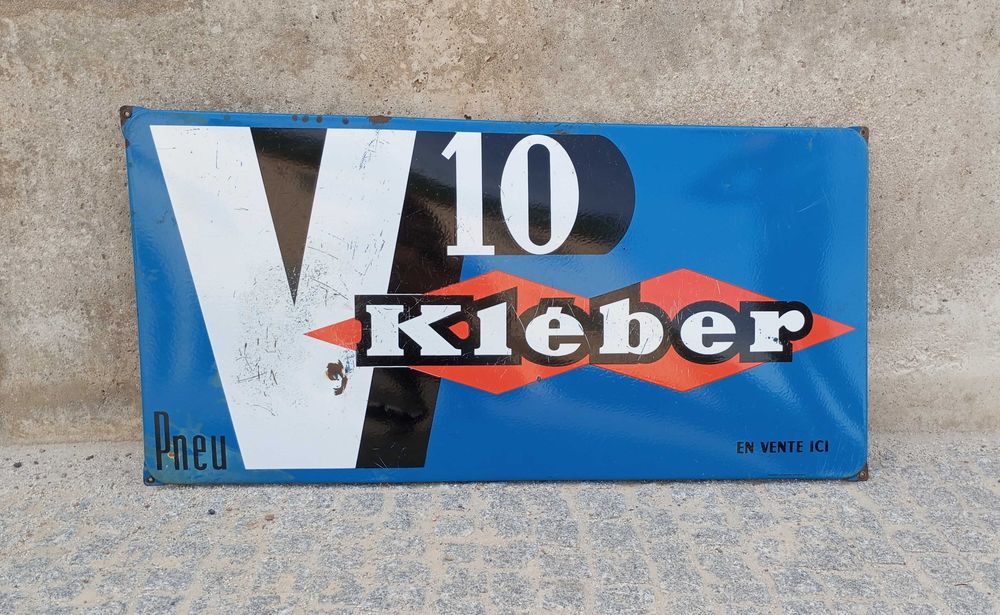 Placa esmaltada Kléber pneu V10 original 98 x 48 cm